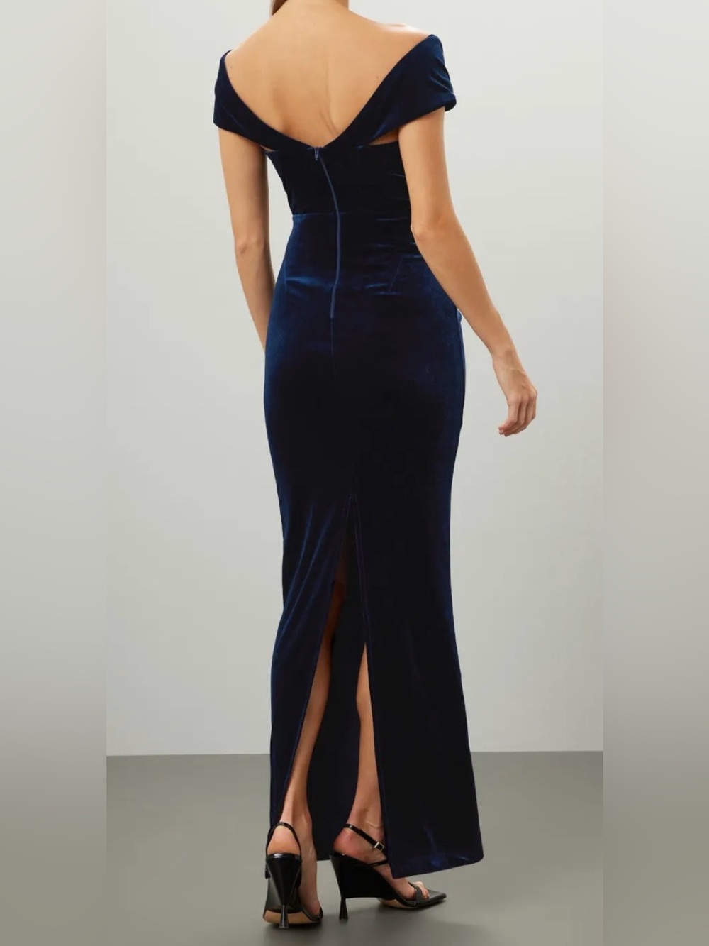 Line & Dot DuJour Gown Blue Velvet Size M - Picture 4 of 13
